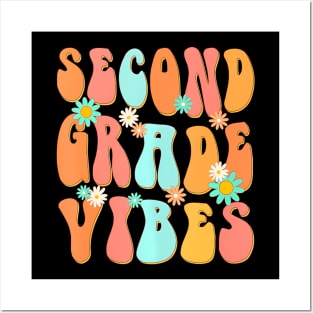 Second Grade Vibes 2Nd Grade Teacher Back To School Groovy Posters and Art